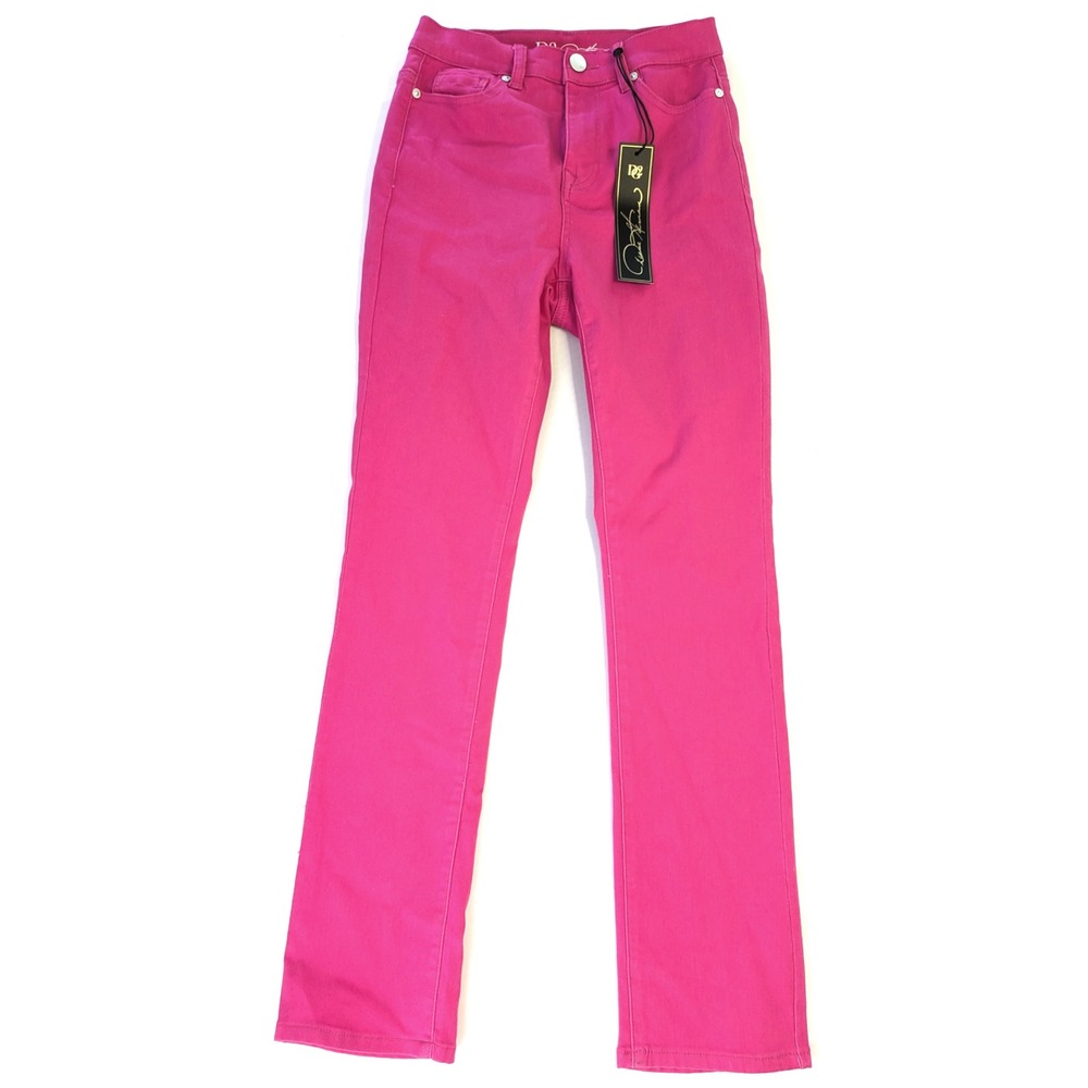 Diane Gilman DG2 Classic Stretch Denim Jeans Pink Slim Bootcut Size 2T Tall